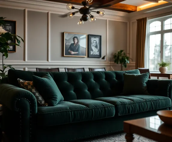 dark green sofa