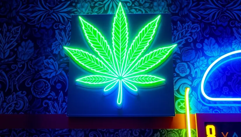 marijuana leaf wall neon