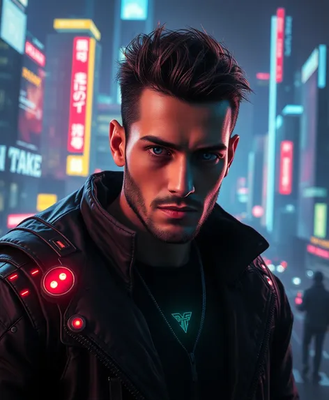 male cyberpunk character art