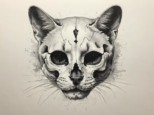 cat skull drawing