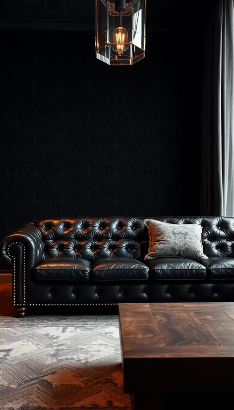 leather couch black