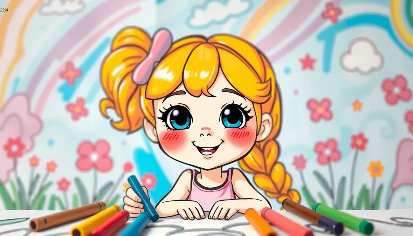 cartoon girl coloring paper