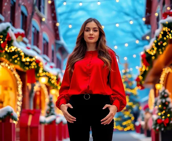 christmas red blouse and