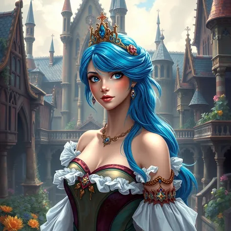 princess with blue hair