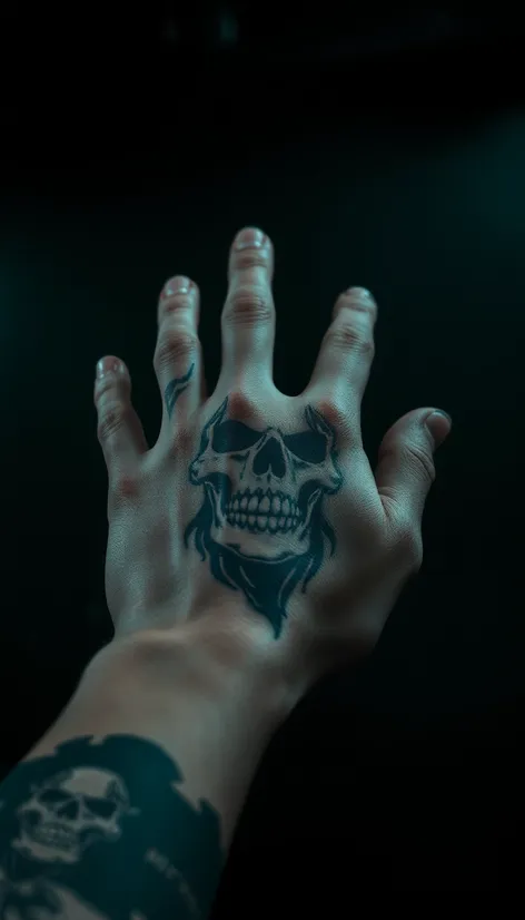 skull tattoo on hand