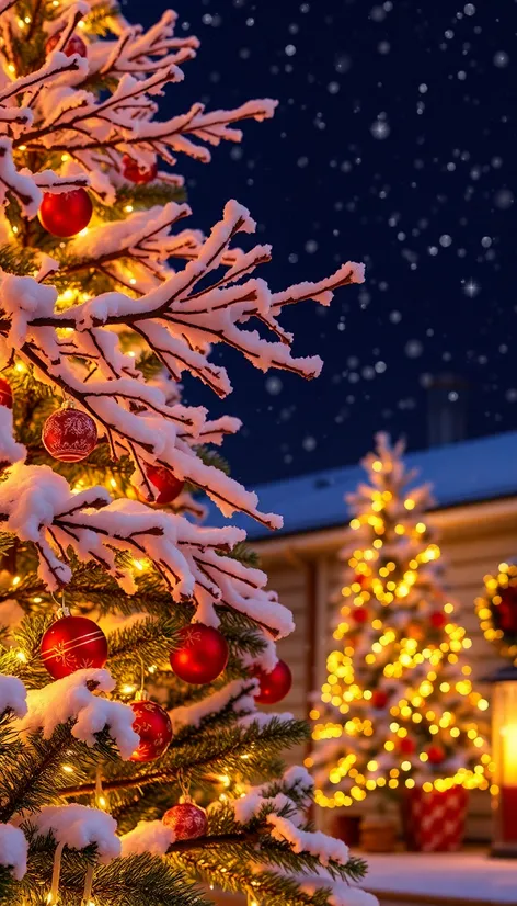 christmas tree with snow