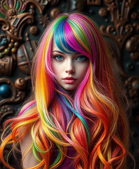 rainbow long hair