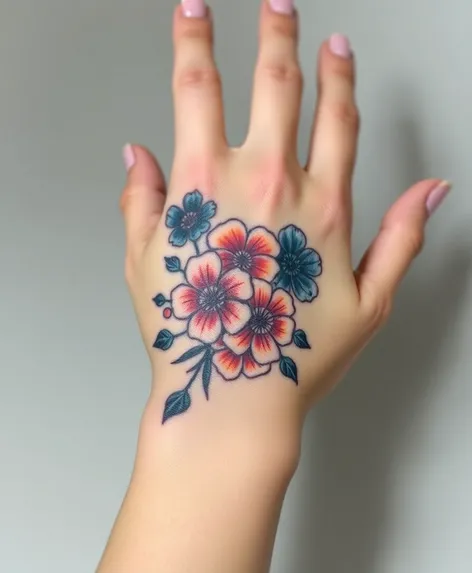 tattoo flowers on hand