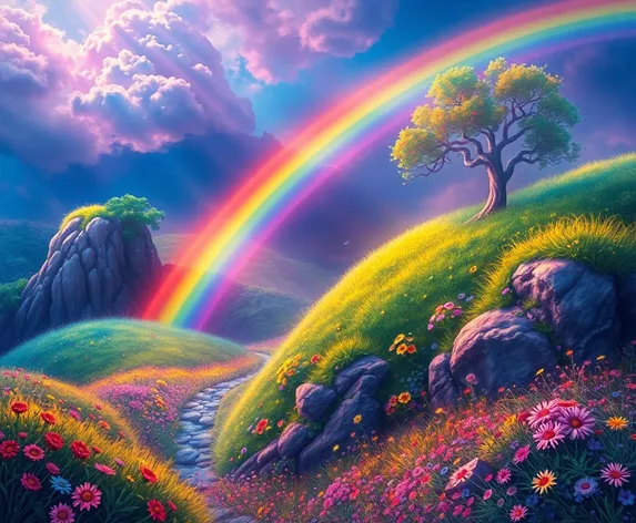 glowing magical rainbow