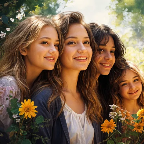 group of girls looking