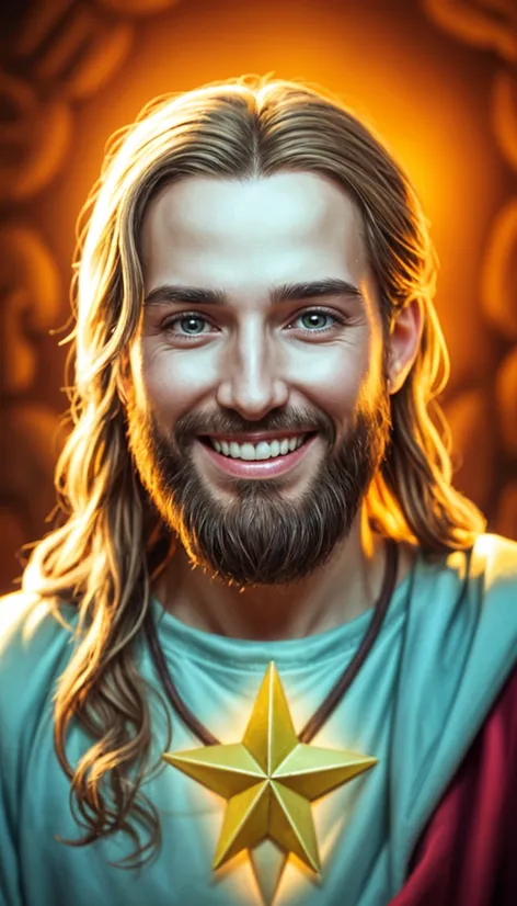 Smiling Jesus wearing a