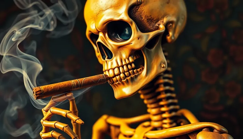 skeleton smoking a cigar