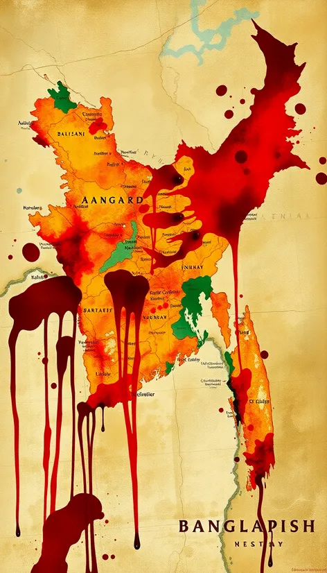 bangladesh map with blood