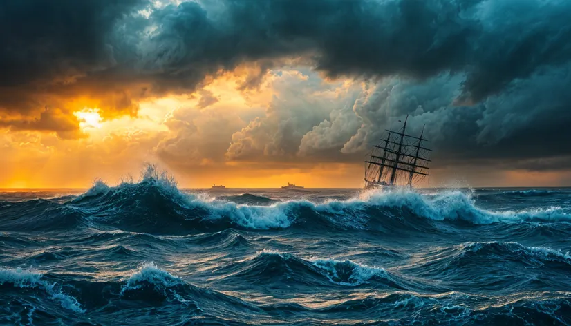 ocean storm ship waves