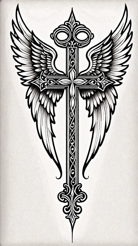 cross with angel wings