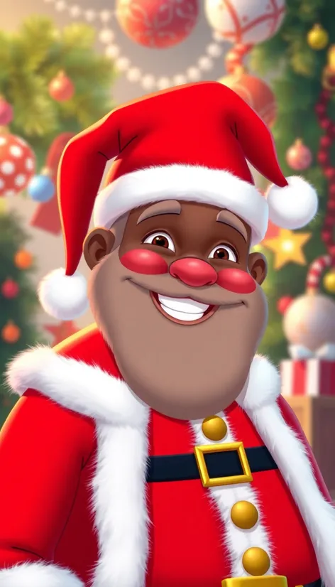 black santa claus cartoon