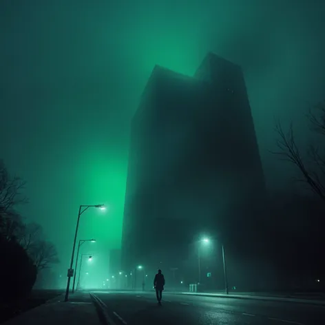 A tall, dark building