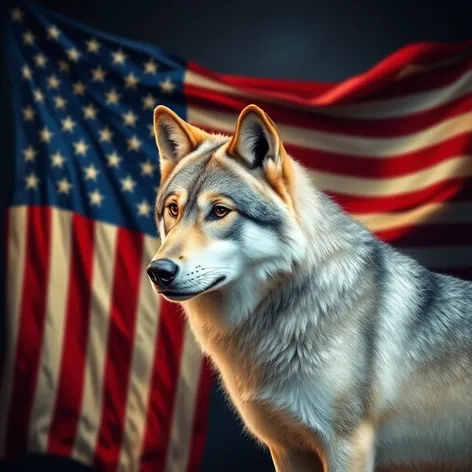 wolf american flag