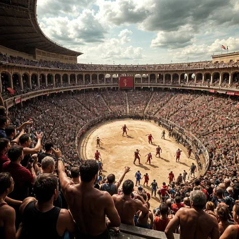 Gladiator spectators, screaming onlookers,