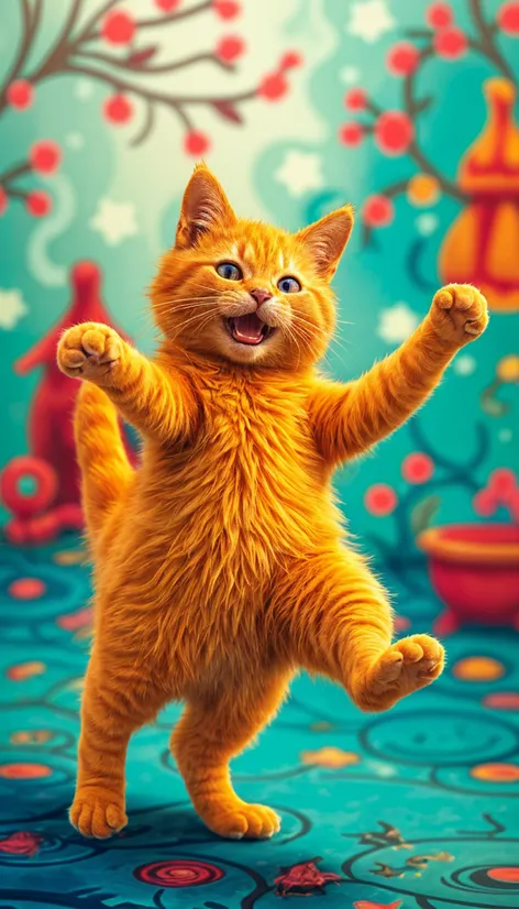 funny orange cat dancing