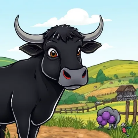 cartoon black bull