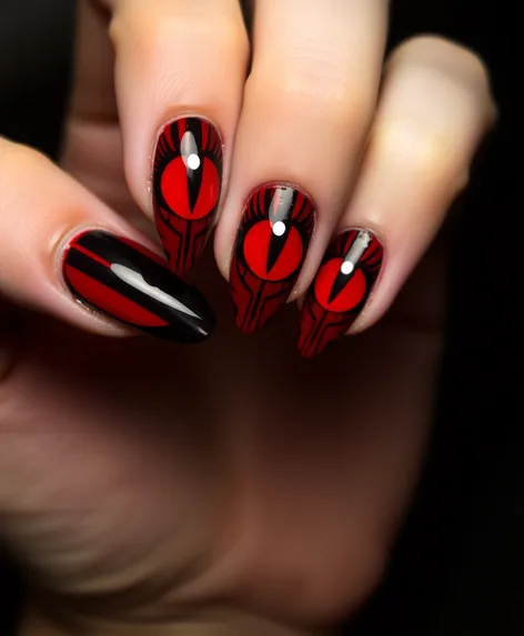 red cat eye nails