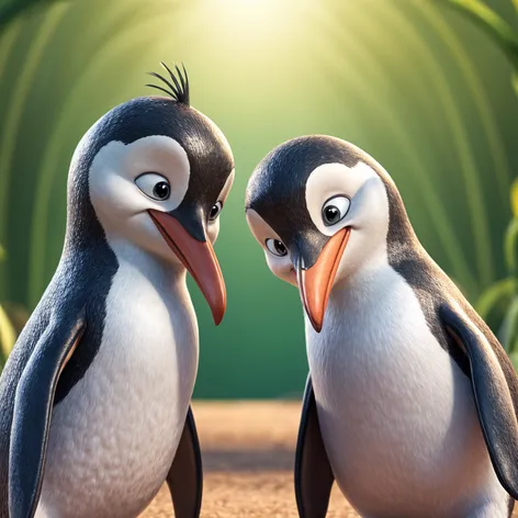 Two penguins that are