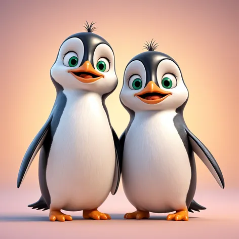 Two penguins that are