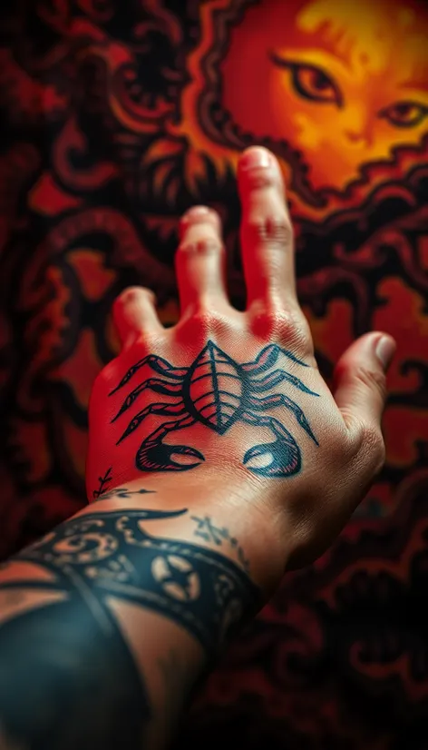 scorpion tattoo on hand