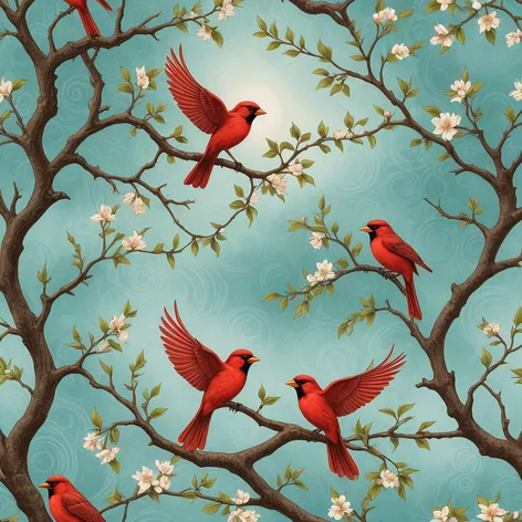 Redbirds: Two vibrant redbirds