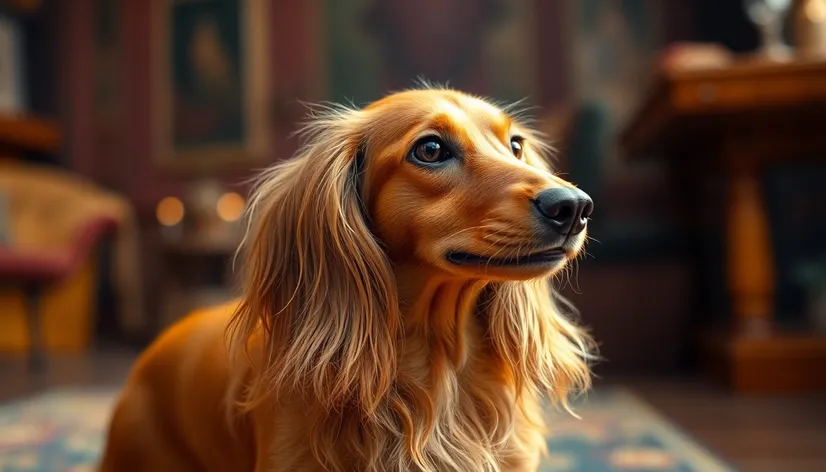 golden long haired dachshund