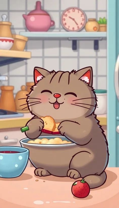 pusheen eating