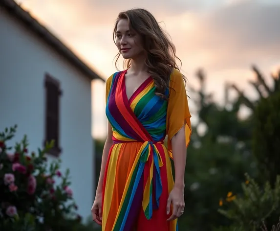 rainbow wrap dress