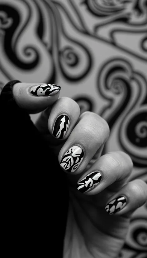 black and white nails