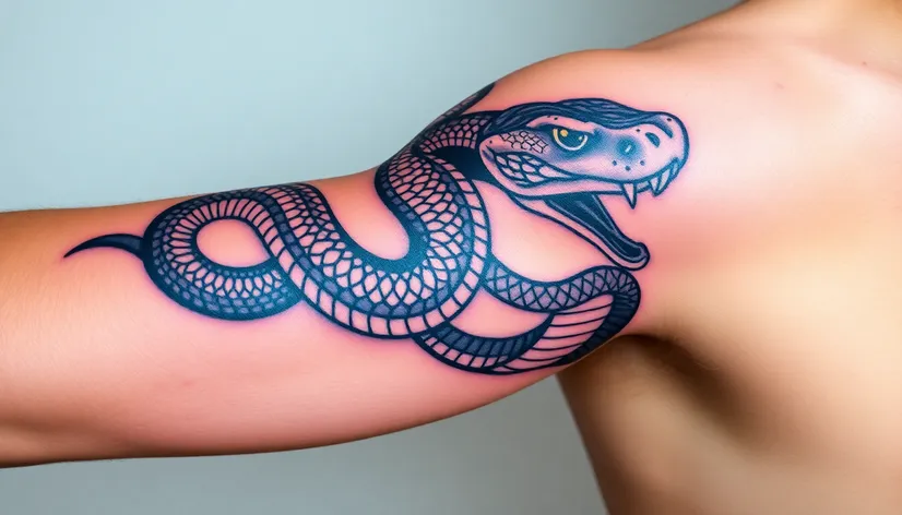 snake arm tattoo into