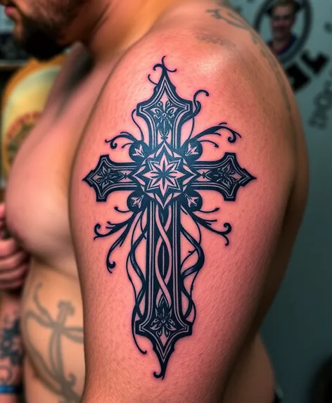 cross tattoo on arm