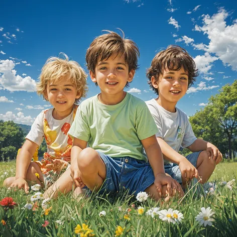 Boys group wearing diapers