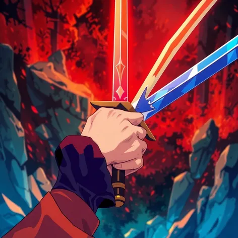 anime hand holding sword