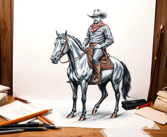 cowboy on horse drawing