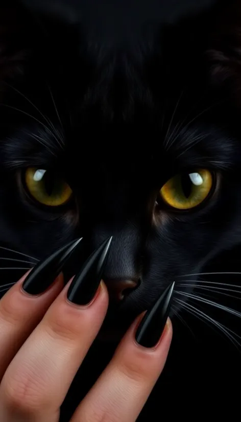 black cat eye nails