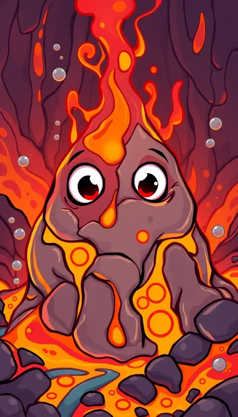 cartoon magma with eyes