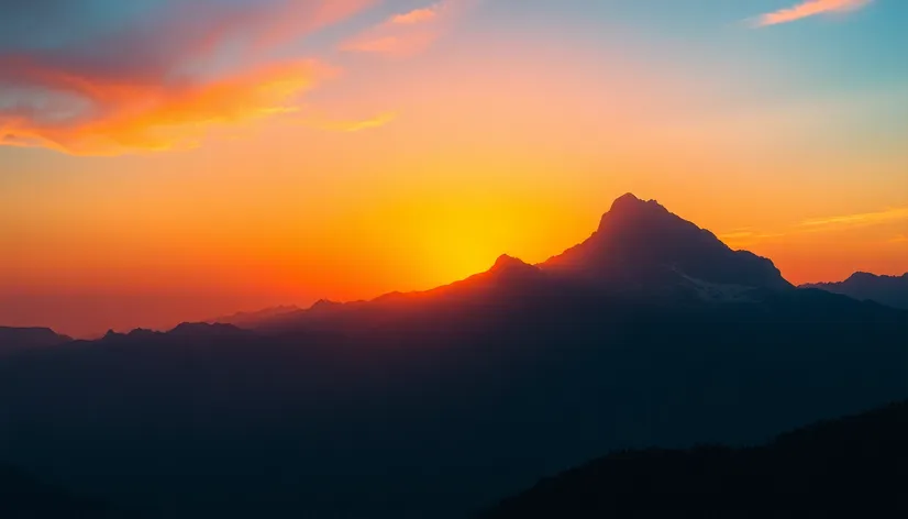 gradient sunset mountains