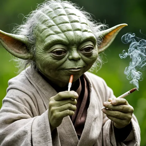 super happy yoda smoking