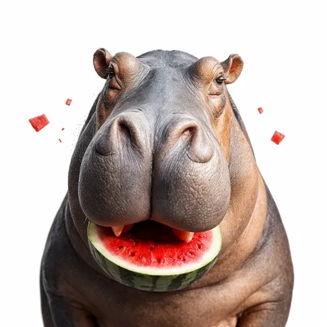 hippo eats watermelon on