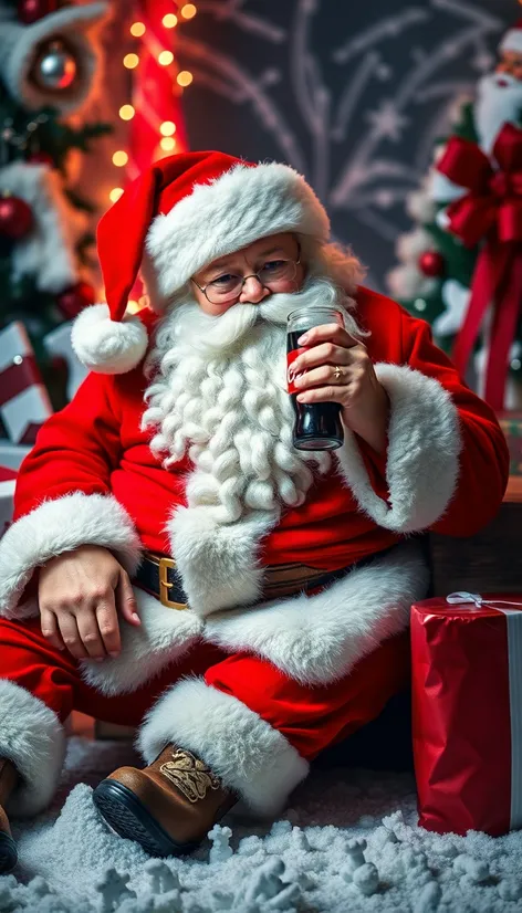 santa drinking a coke