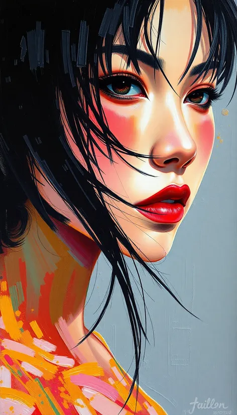 black hair painting