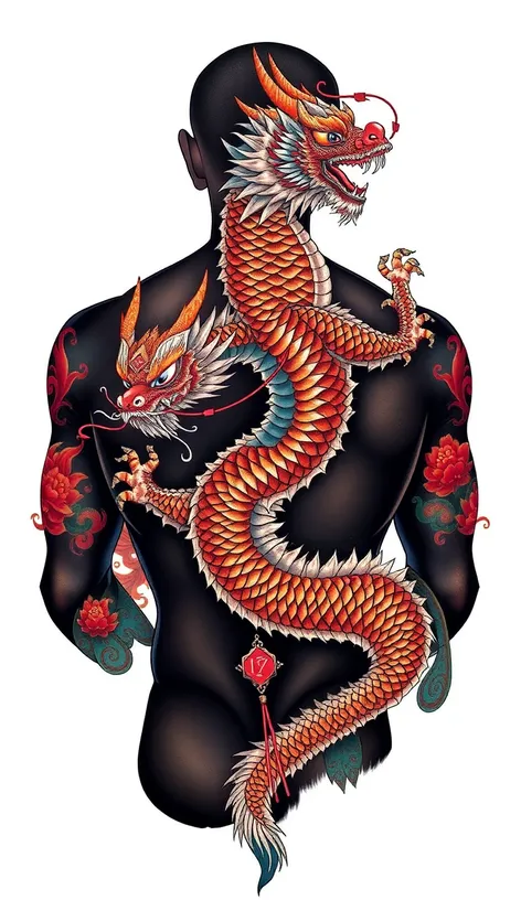 dragon tattoo in back