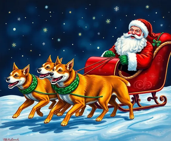 dogs pulling santa's sleigh