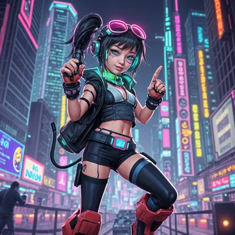 cyberpunk girl whole body