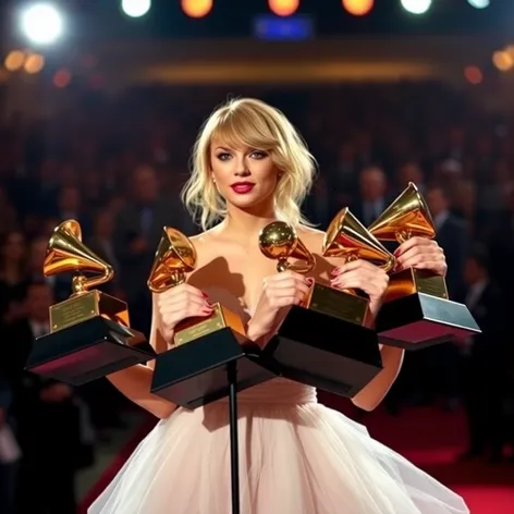 taylor swift holding grammys